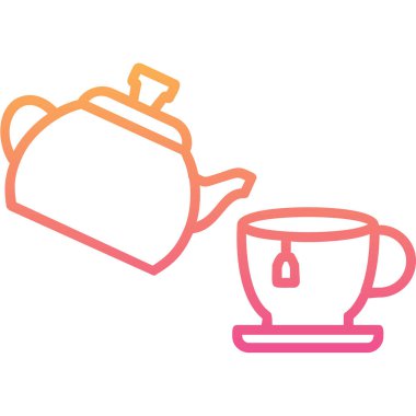 Çaydanlık ve çaydanlık ikon vektör çizimi