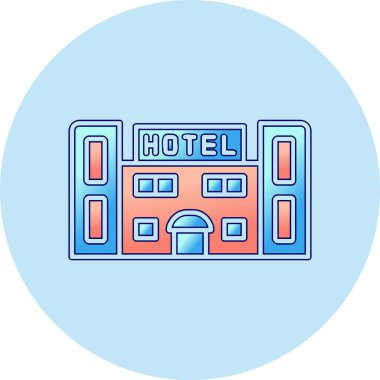 Otel web simgesi, vektör illüstrasyonu