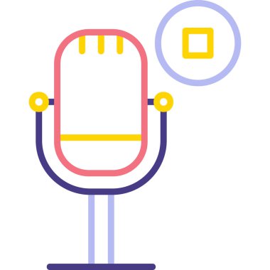 Podcast düz simgesini, vektör illüstrasyonunu durdur  