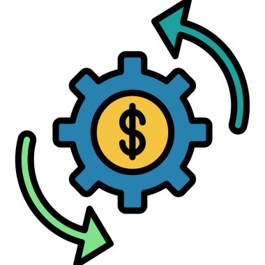 dişli ve dolar işareti web simgesi basit illüstrasyon