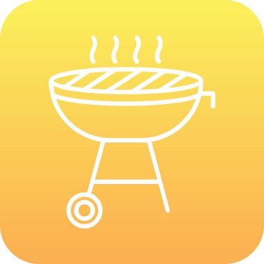 BBQ Grill web simgesi, vektör illüstrasyonu 