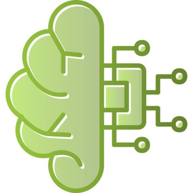 Makine Öğrenme Simgesi, Yapay Zeka düğmesi, vektör illüstrasyonu 