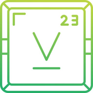 Vanadyum periyodik tablo simgesi. Vanadyum sembolü bilimsel vektör kimyasal element