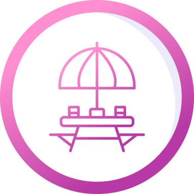 Sahildeki Açık Masa simgesinin vektör çizimi. 