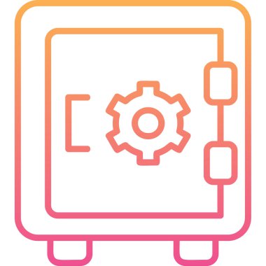 Dolap, güvenli, Vector Line Illustration. İş ve Finans simgesi.