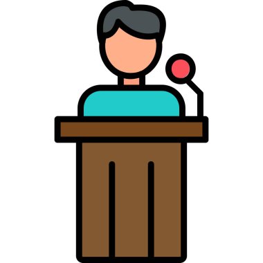 Siyaset ikonu. Web için basit bir konferans vektör simgesi çizimi