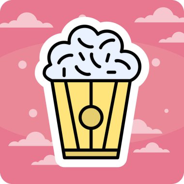 Patlamış mısır. Web simgesi basit illüstrasyon                                  