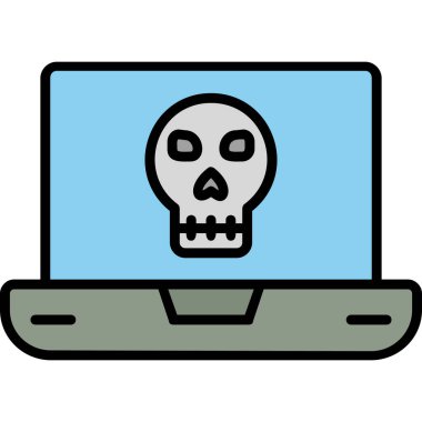 Laptop vektör çiziminde ölü kafatası simgesi