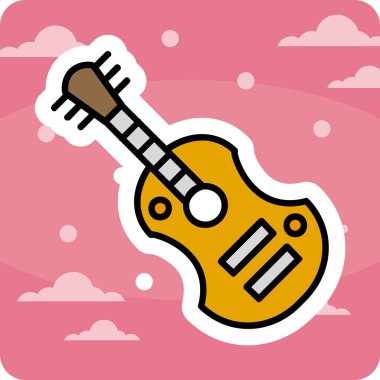 Gitar web simgesi, vektör çizim 