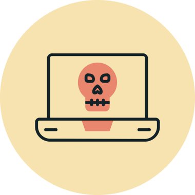 Laptop vektör çiziminde ölü kafatası simgesi