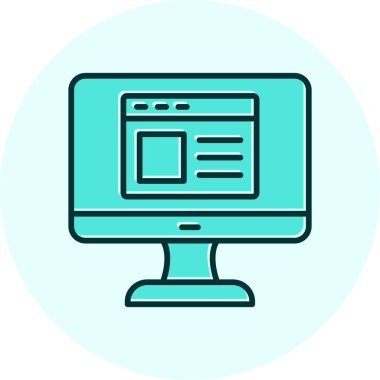 Web sitesi işareti, vektör illüstrasyonlu blog simgesi, bilgisayar ekranı