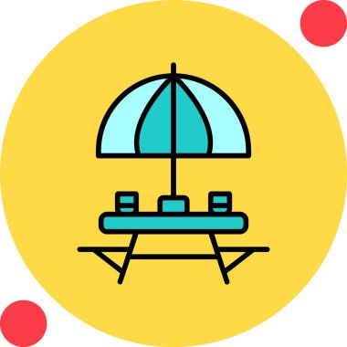 Sahildeki Açık Masa simgesinin vektör çizimi. 