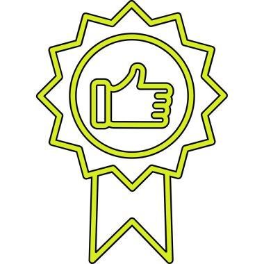 Başparmak Yukarı simgesi ve vektör illüstrasyonuyla En İyi Uygulama Rozeti  