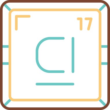Klor CI kimyasal element simgesi. Periyodik tablonun kimyasal elementi. Atom numarası ile imzala