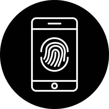 Parmak izi simgesi vektör çizelgesine sahip akıllı telefon