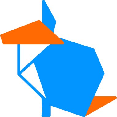 Tavşan hayvan simgesi, origami biçimi, vektör illüstrasyonu 