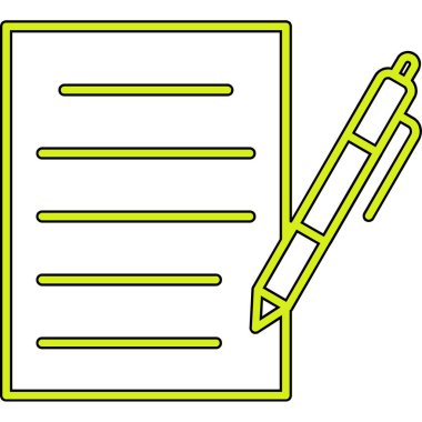 belge ve kalem simgesi düz tasarım