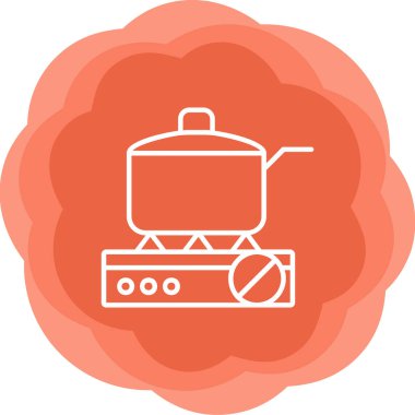 Gaz ocağında tava pişirmek. Web simgesi basit illüstrasyon