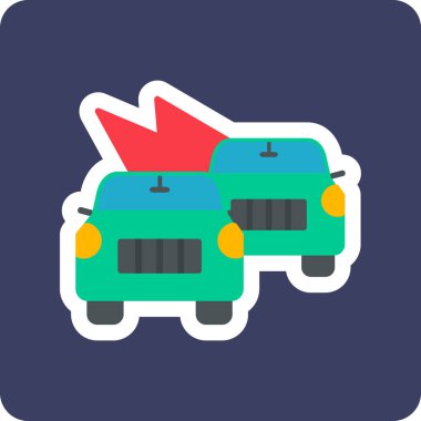 Araba kaza web simgesi, vektör çizim