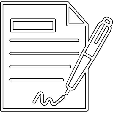 Sözleşme simgesi imzalama, basit vektör illüstrasyonu