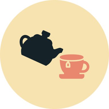 Çaydanlık ve çaydanlık ikon vektör çizimi