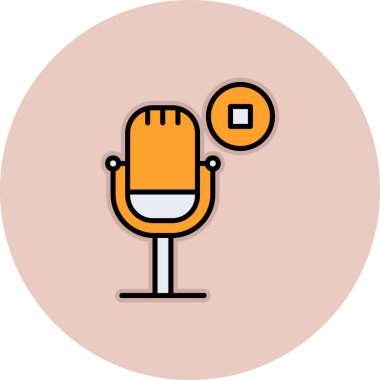 Podcast düz simgesini, vektör illüstrasyonunu durdur  