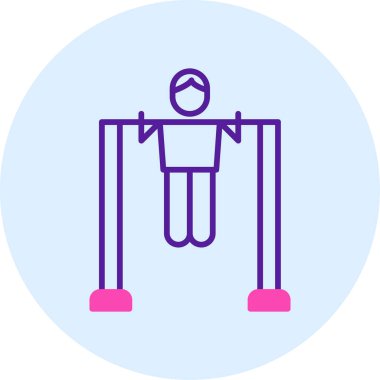 Çubuk Simgesini Aç, Çekme Egzersizi Yapan Kişi. Vektör İllüstrasyonu 