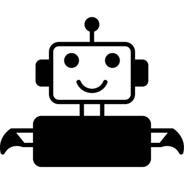 robot düz simgesi, vektör illüstrasyonu 