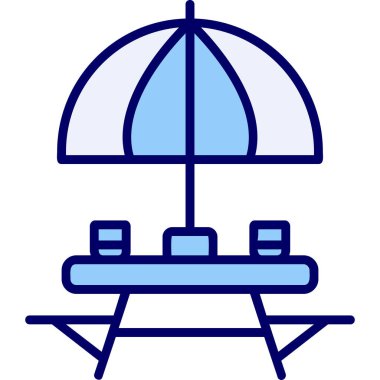 Sahildeki Açık Masa simgesinin vektör çizimi. 