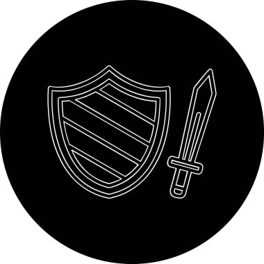 Kılıç ve kalkan ağ simgesi basit tasarım