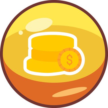 Dolar işareti ağ simgesi olan bozuk para yığını, vektör illüstrasyonu