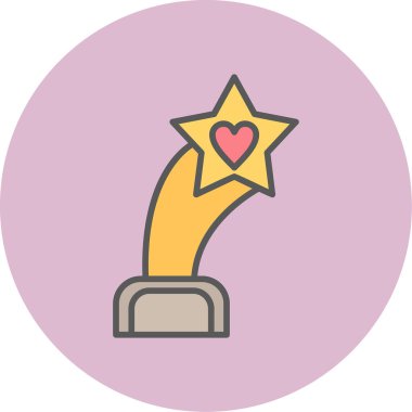 İçinde kalp olan yıldız şeklinde bir heykel. Web simgesi basit illüstrasyon