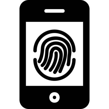 Parmak izi simgesi vektör çizelgesine sahip akıllı telefon