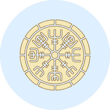 Vegvisir runik pusula simgesi, vektör illüstrasyonu.
