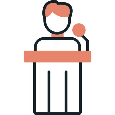 Siyaset ikonu. Web için basit bir konferans vektör simgesi çizimi