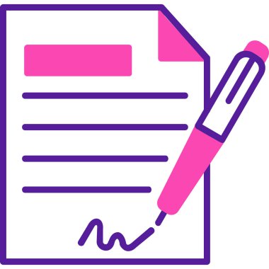 Sözleşme simgesi imzalama, basit vektör illüstrasyonu