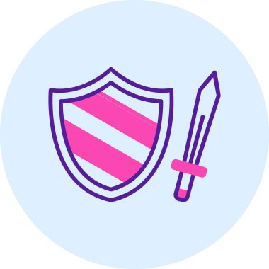 Kılıç ve kalkan ağ simgesi basit tasarım