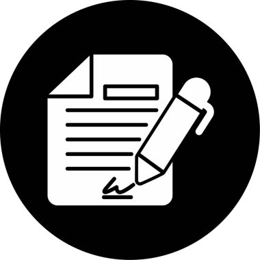 Sözleşme simgesi imzalama, basit vektör illüstrasyonu