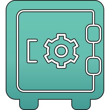 Dolap, güvenli, Vector Line Illustration. İş ve Finans simgesi.
