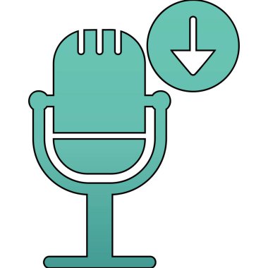 Podcast İndirme. Web simgesi basit illüstrasyon        