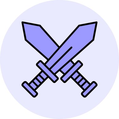 Çapraz kılıç simgesi vektör illüstrasyon 