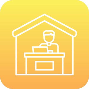 Ev hattı ikonunda çalış. Dışarıdan iş ilanı. Uzaktan ofis çalışanı sembolü. Kalite tasarım elemanı. Satır biçimi ev simgesi