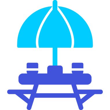 Sahildeki Açık Masa simgesinin vektör çizimi. 