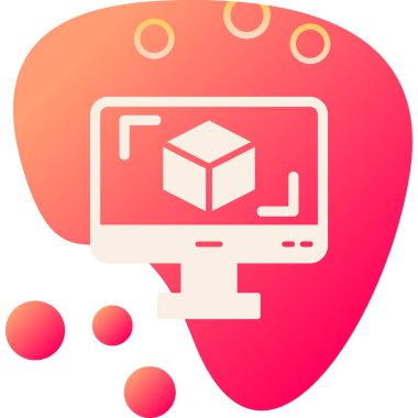 3D modelli bilgisayar ekranı, vektör illüstrasyonu