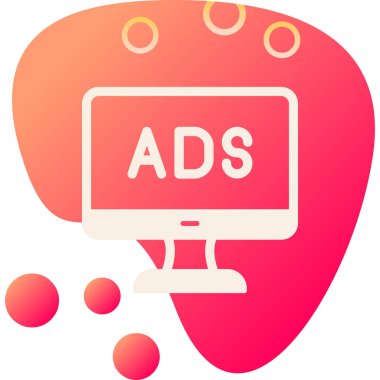 Web reklam simgesi, metin reklamları ile monitör, vektör illüstrasyonu