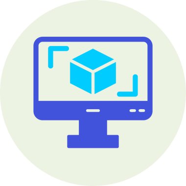 3D modelli bilgisayar ekranı, vektör illüstrasyonu