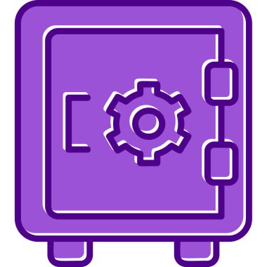 Dolap, güvenli, Vector Line Illustration. İş ve Finans simgesi.