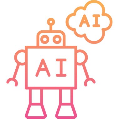 Yapay zeka. robot ikon vektör illüstrasyonu 