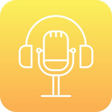 Mikrofon simgesi ve vektör illüstrasyonlu kulaklıklar