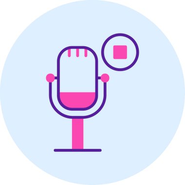 Podcast düz simgesini, vektör illüstrasyonunu durdur  